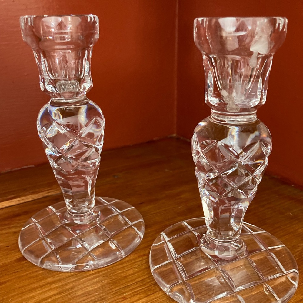 Cut glass candle holders